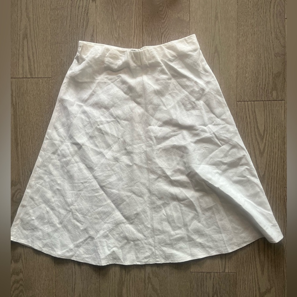 M&S White High Waist Knee Length Linen Blend Women's Skirt in size UK 8/EUR 36